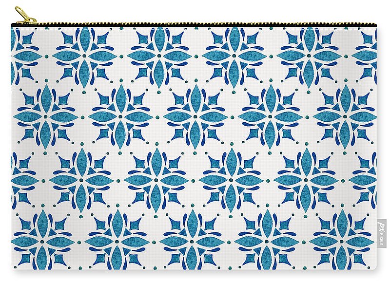 Blue Watercolor Tile Pattern - Carry-All Pouch