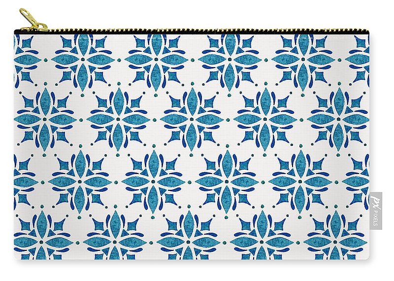 Blue Watercolor Tile Pattern - Carry-All Pouch